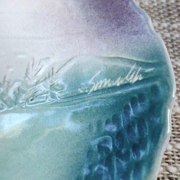 Studio Art Pottery Bowls Set of 2, Carol Smeraldo Hand Painted 12.5" and 6.75" - Picture 2 of 14